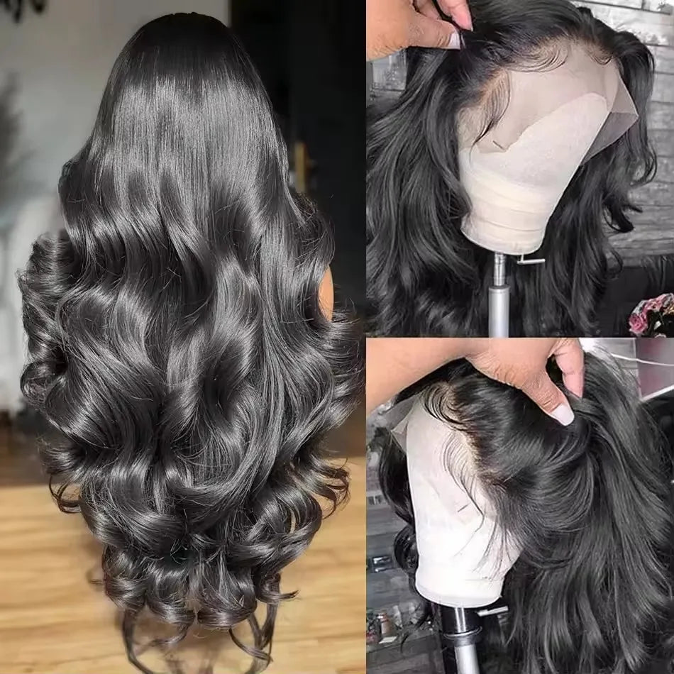 HD Body Wave Lace Frontal Wig, Brazilian Human Hair - detail view