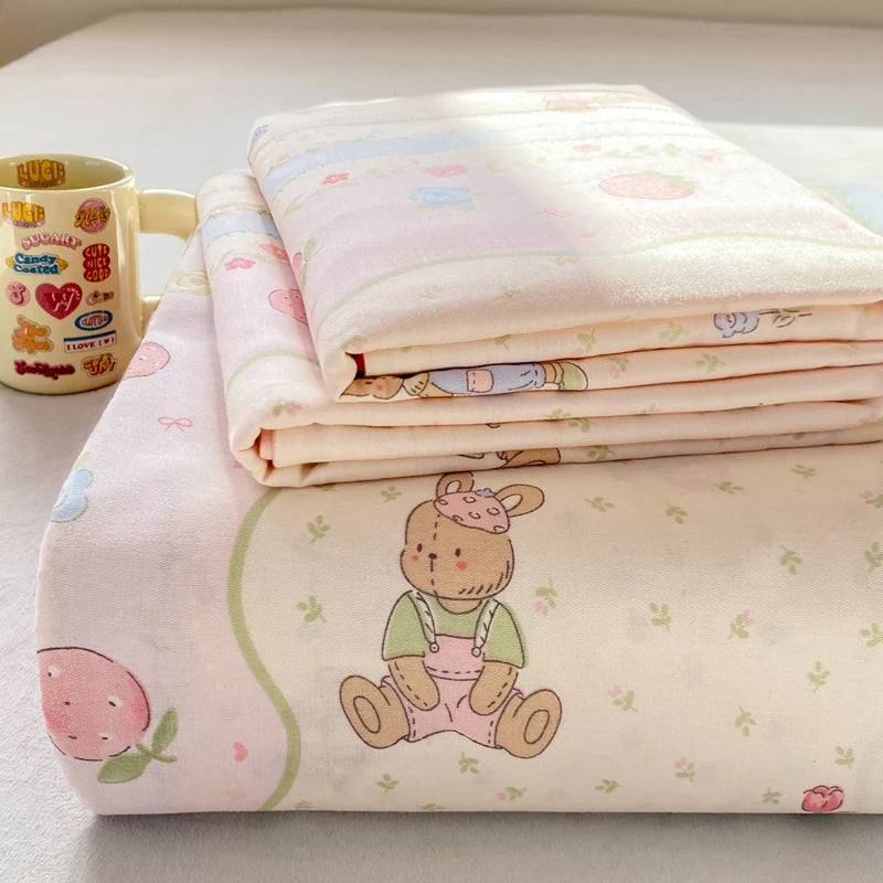 Cartoon Print Cotton Flat Sheet | 100% Cotton | Soft & Breathable | 16 Prints | All Sizes
