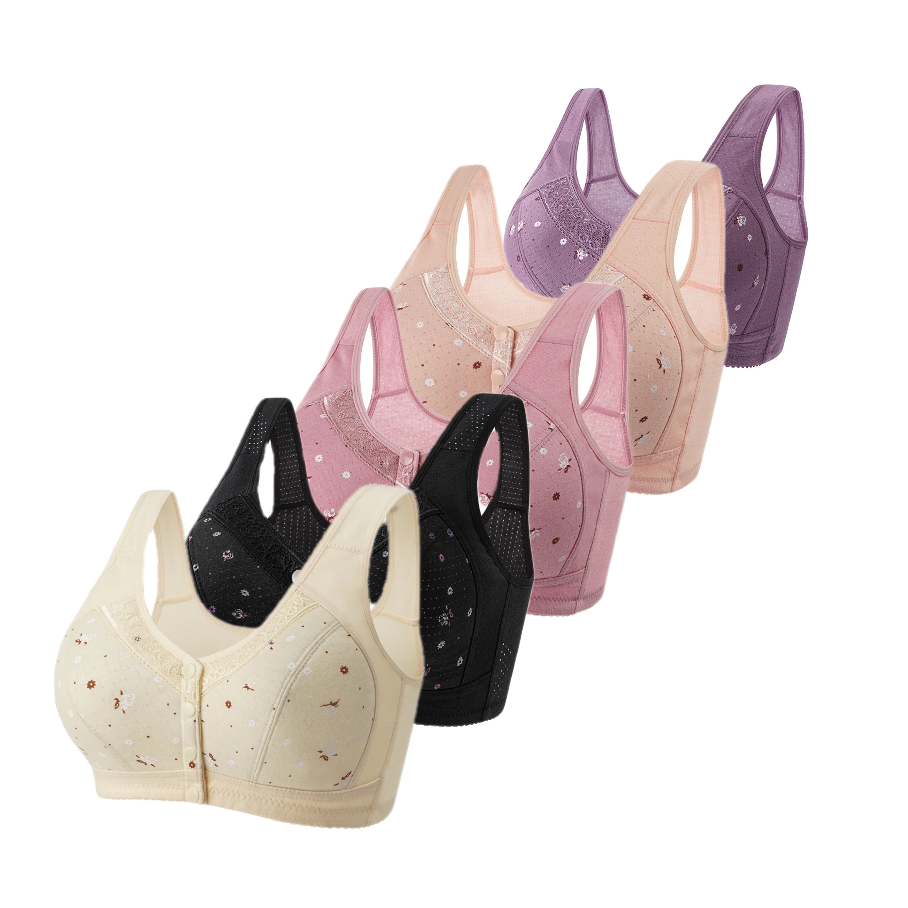 5-Piece Front-Closure Plus Size Bra Set