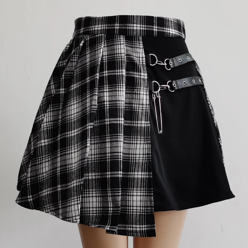 Plaid Pleated High-Waist Mini Skirt