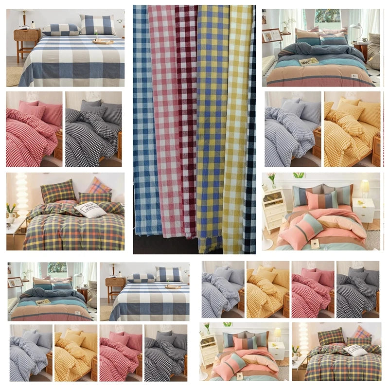 Washed Cotton Plaid Fabric by the Meter