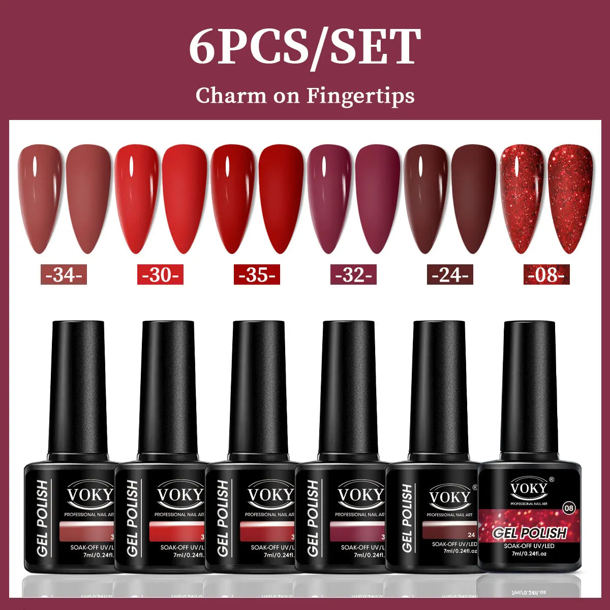 VOKY 6-Piecue Set of Nail Gel, Seasonal Fashionable Nail Gel, The Perfect Gift for Ladies to Give During Festivals