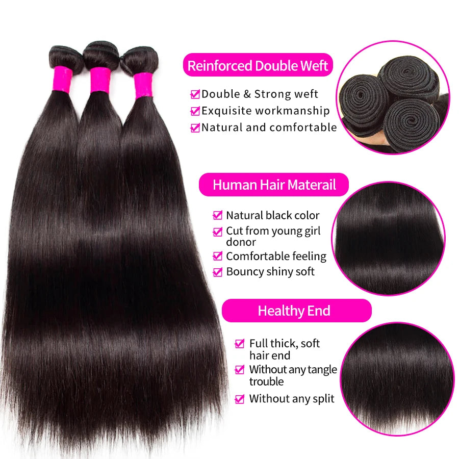 Silky Straight Human Hair Bundles - detail view