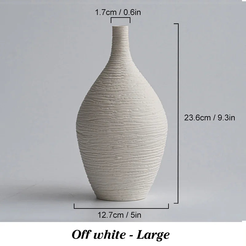 White Ceramic Narrow-Mouth Vase
