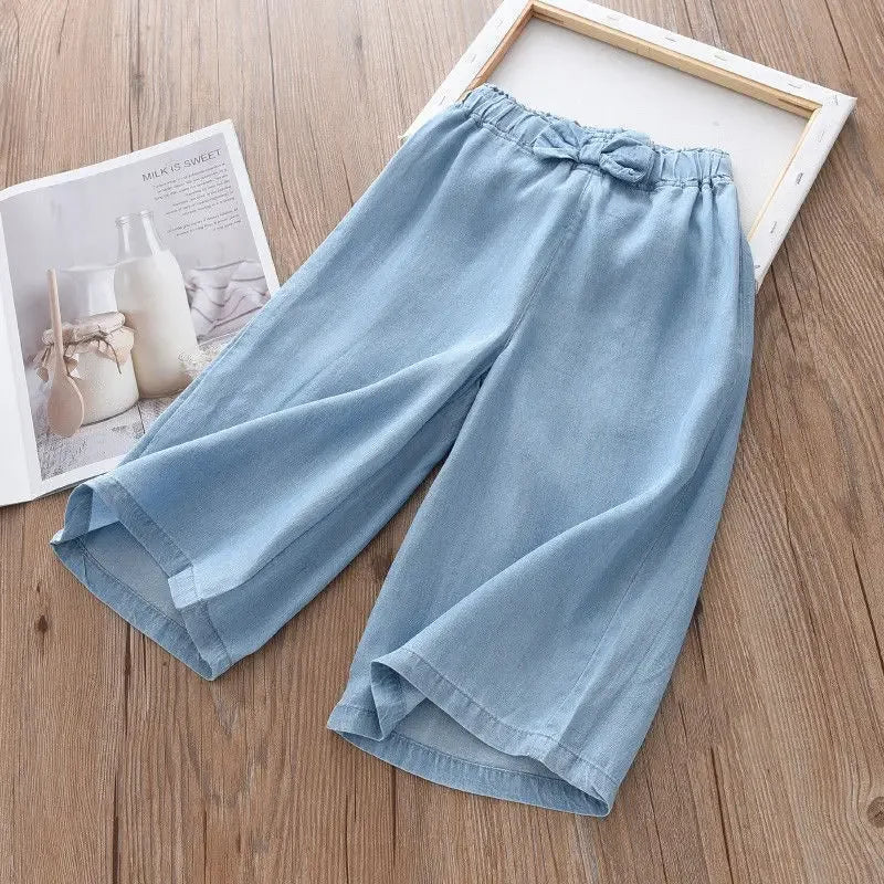Girls' Chiffon Wide-Leg Cropped Pants