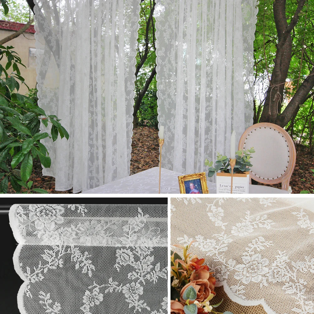 Floral Embroidered Lace Sheer Curtains