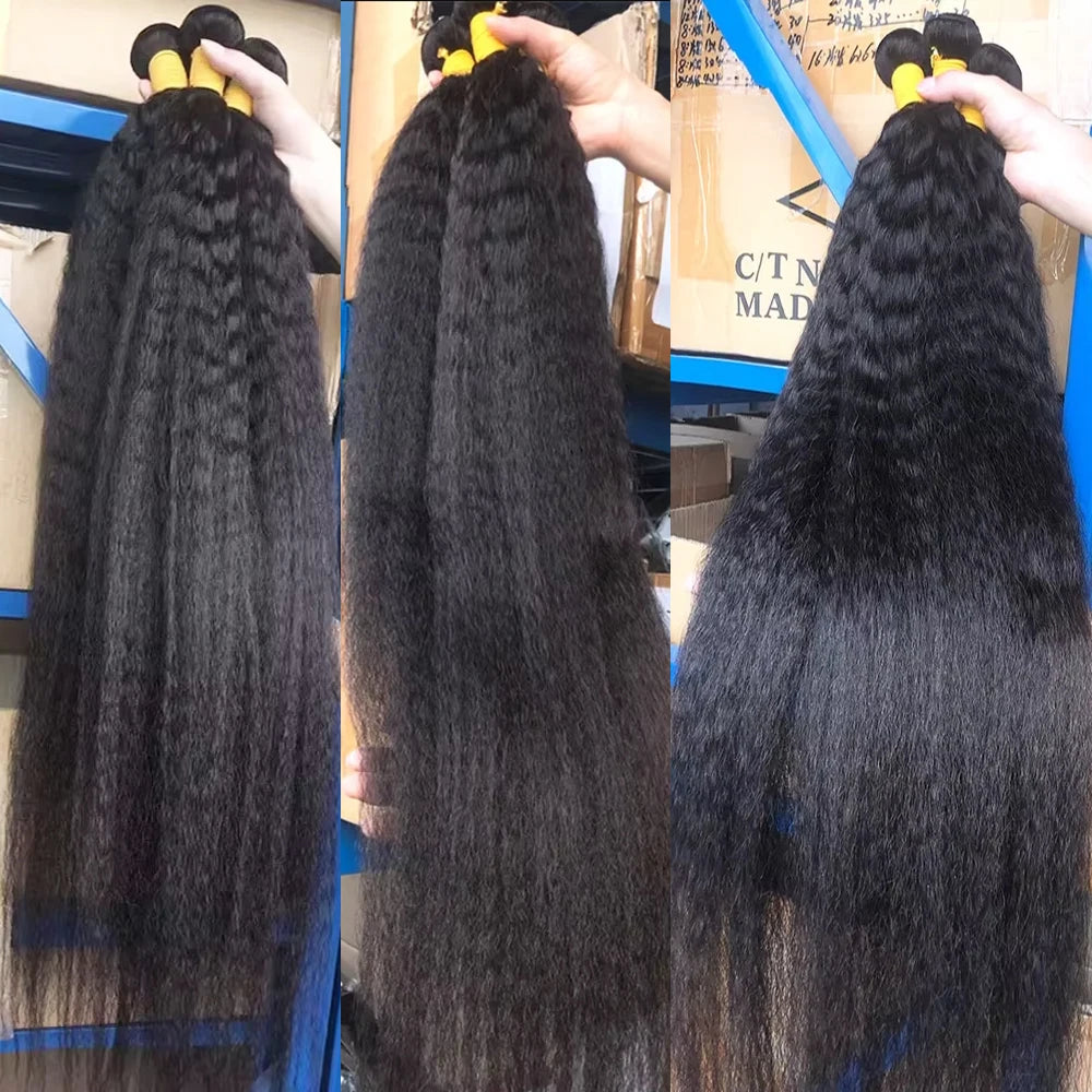 Kinky Straight Yaki Human Hair Bundles - alternate view