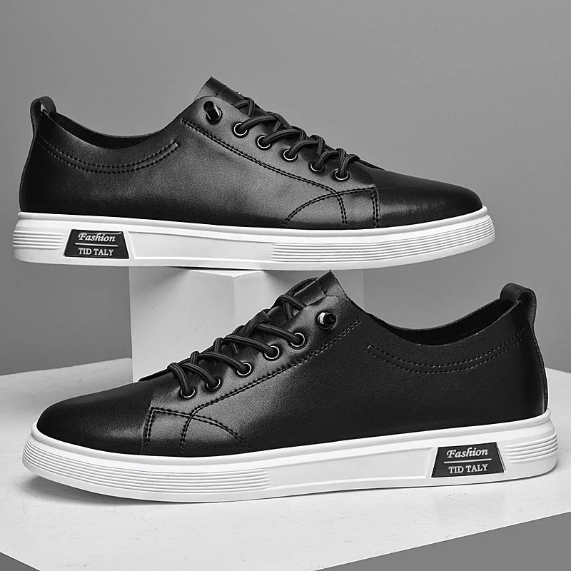 Men's Cowhide Leather Casual Sneakers - alternate view