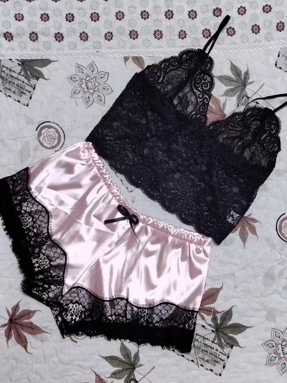 Lace Suspender Pajama Set