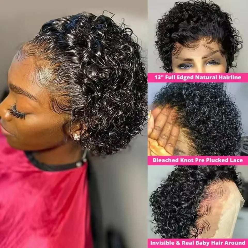 Pixie Cut Curly Lace Front Wig - alternate view