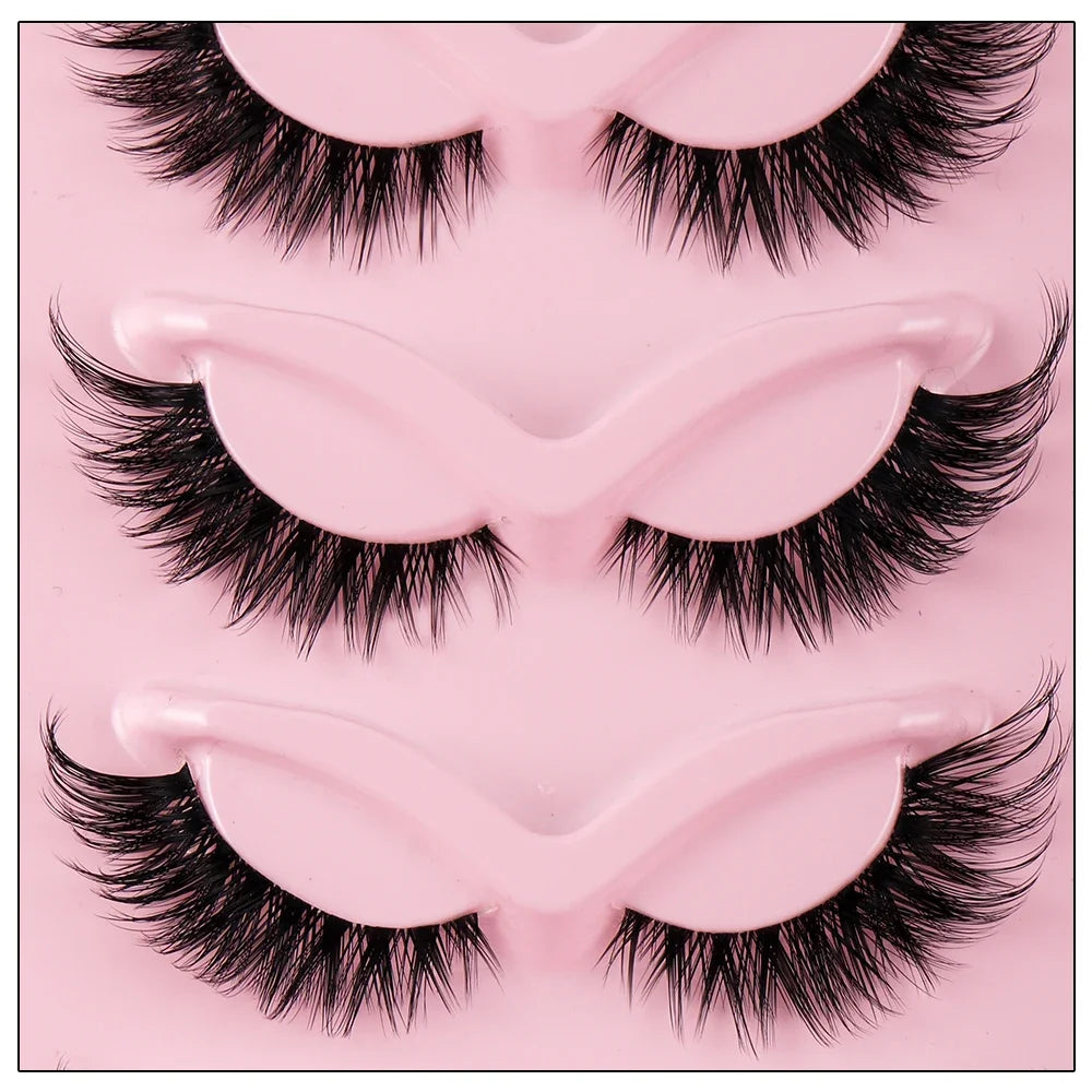 5 Pairs Cat Eye Faux Mink Manga Lashes — Natural Long Winged Strip False Eyelashes for Eye Makeup