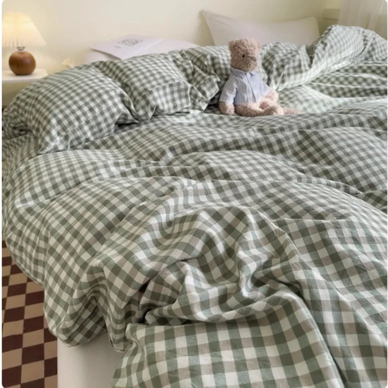 Washed Cotton Plaid Fabric by the Meter