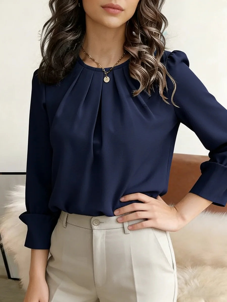 Women's Pleated Long-Sleeve Blouse - alternate view