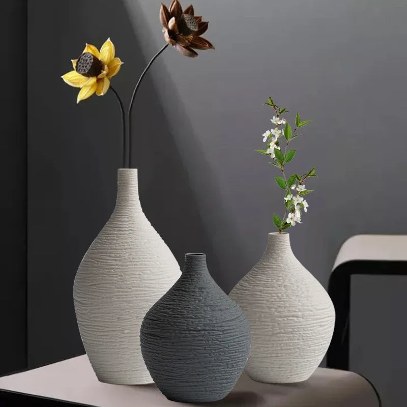White Ceramic Narrow-Mouth Vase