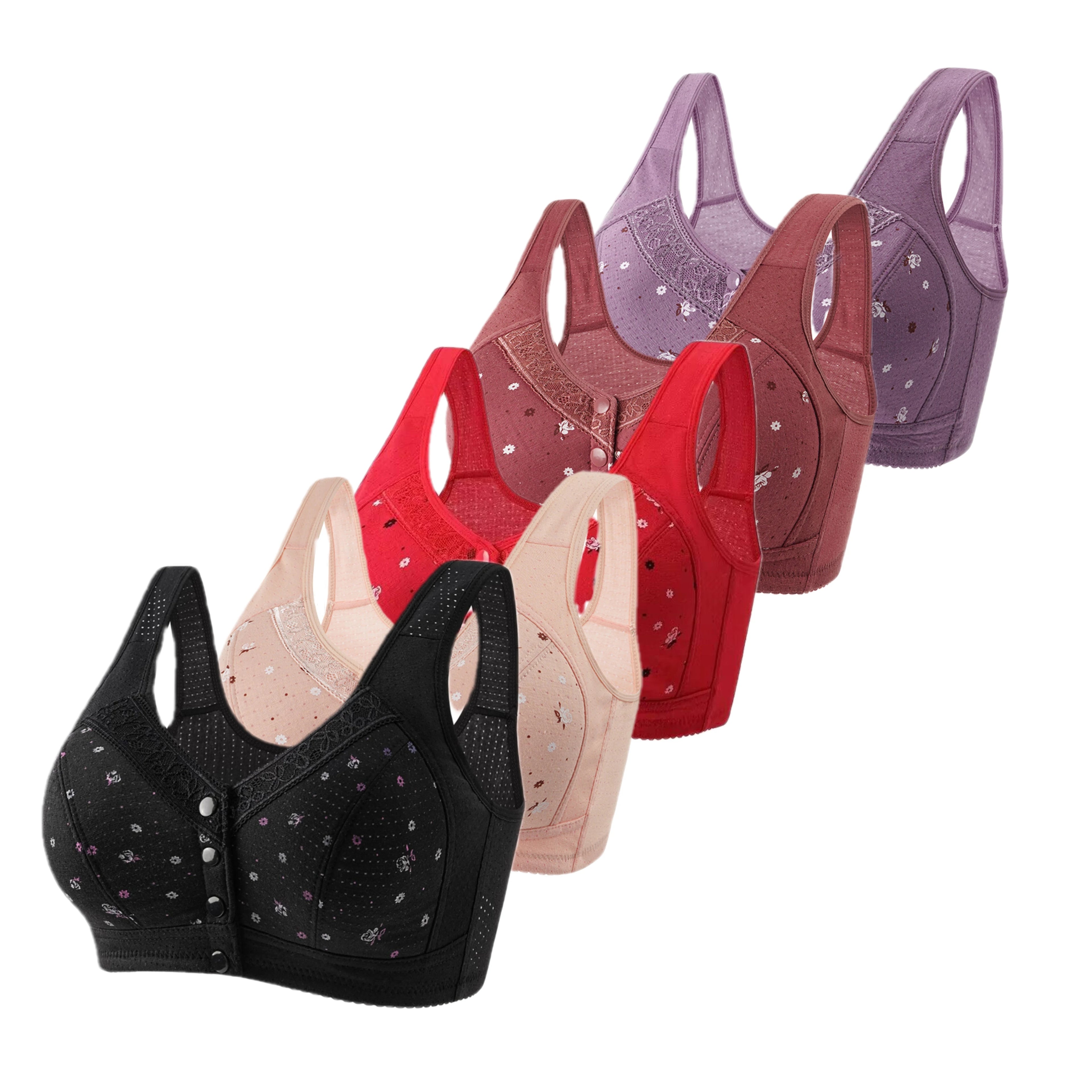 5-Piece Front-Closure Plus Size Bra Set