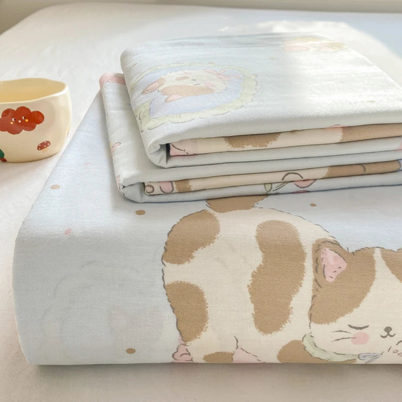 Cartoon Print Cotton Flat Sheet | 100% Cotton | Soft & Breathable | 16 Prints | All Sizes
