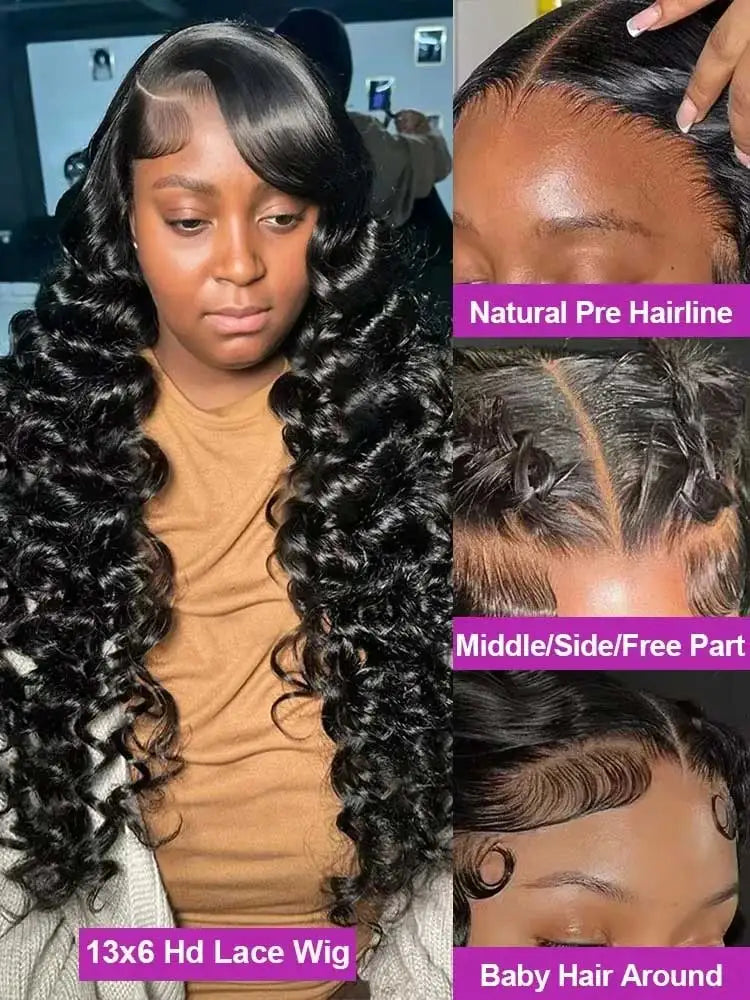 HD Loose Deep Wave Lace Frontal Wig - detail view