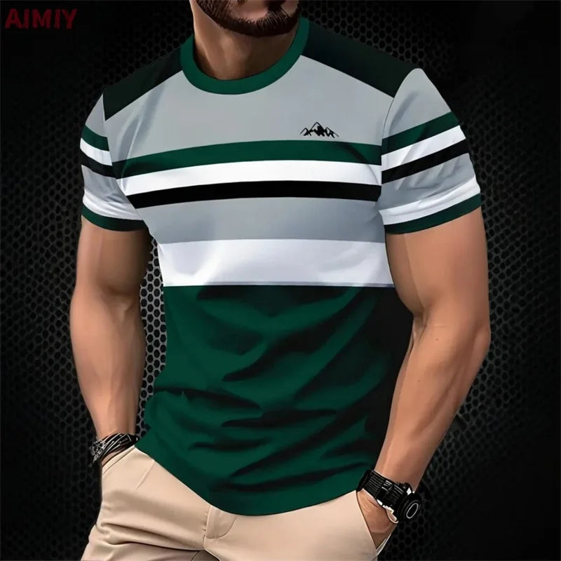 Men's Striped Printed T-Shirt