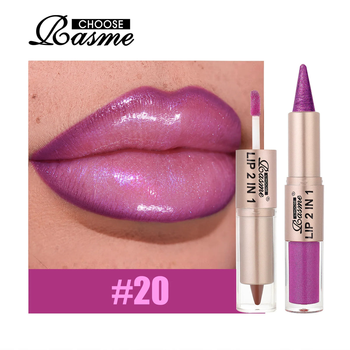 2-in-1 Tapered Gradient Lipliner Pen — Matte Lip Liner & Mirror Glass Lip Gloss Waterproof Lip Contour