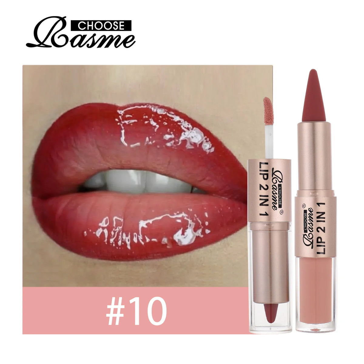 2-in-1 Tapered Gradient Lipliner Pen — Matte Lip Liner & Mirror Glass Lip Gloss Waterproof Lip Contour