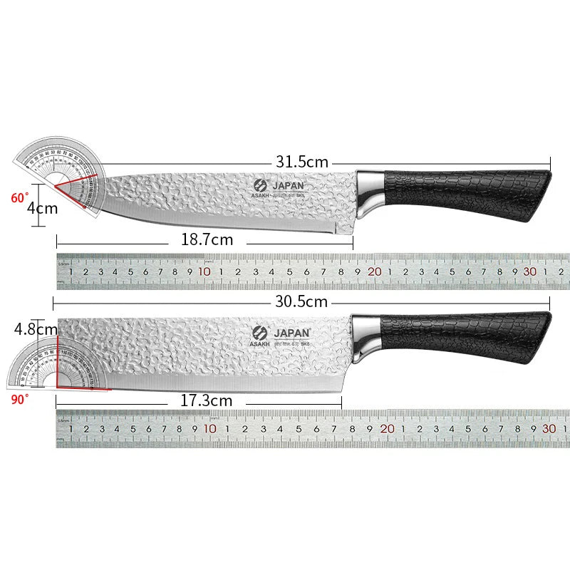 Kitchen knife forged from stainless steel, Japanese-style. Kitchen accessories suitable for chefs for cutting meat and fruits