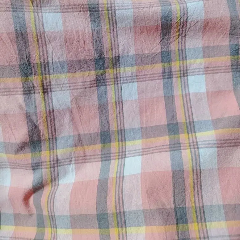 Washed Cotton Plaid Fabric by the Meter