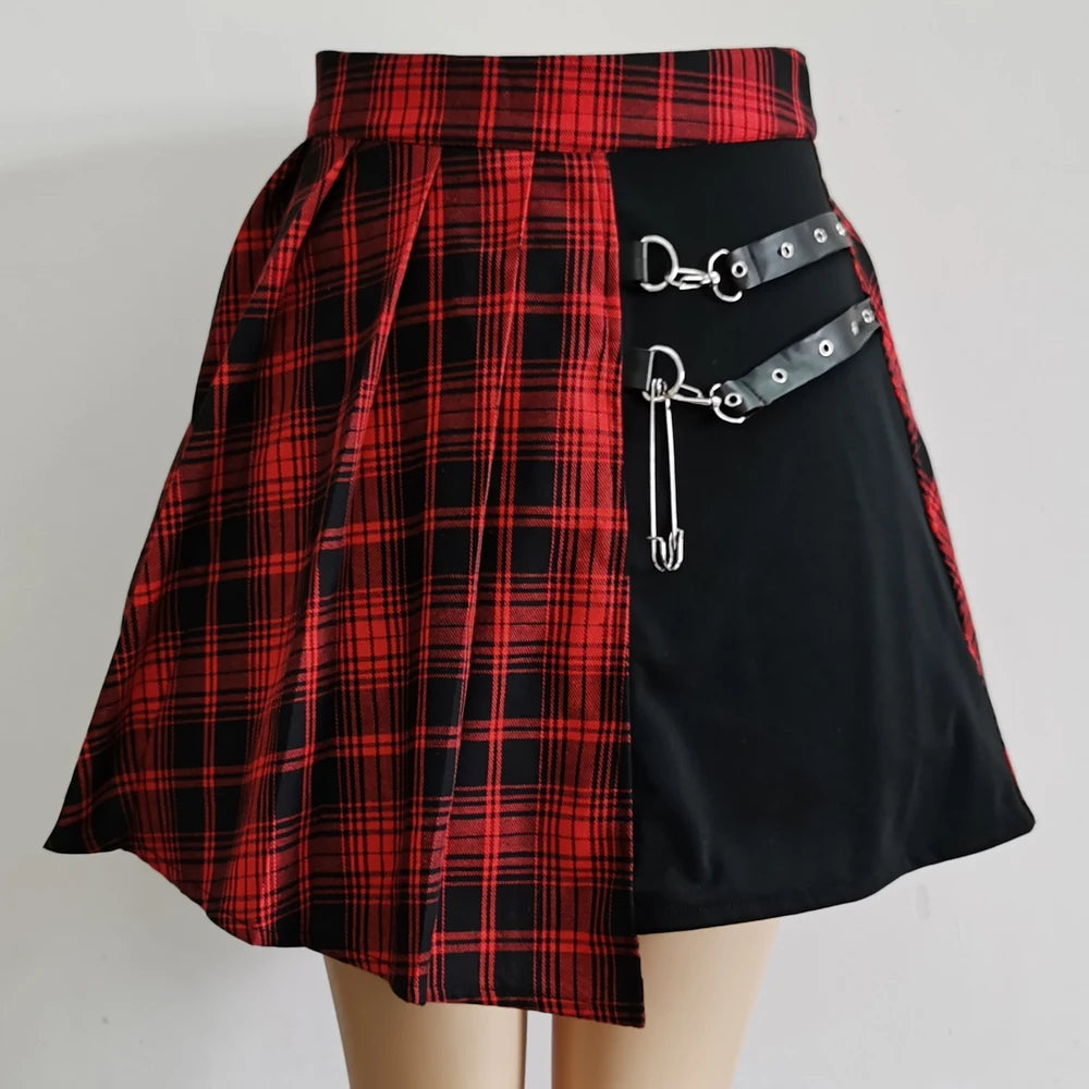 Plaid Pleated High-Waist Mini Skirt