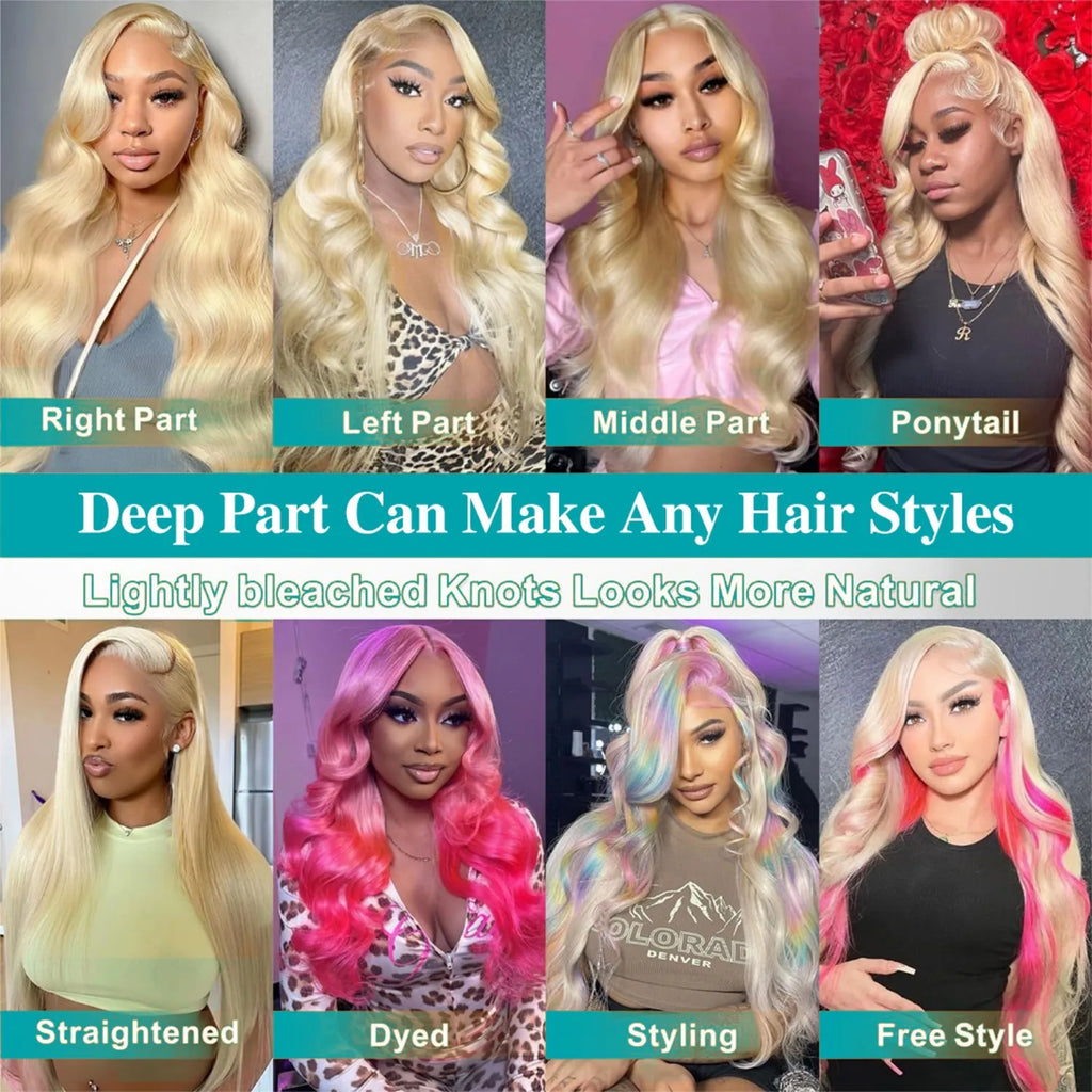 HD Lace Front Wig, Blonde Body Wave with Baby Hair - detail view