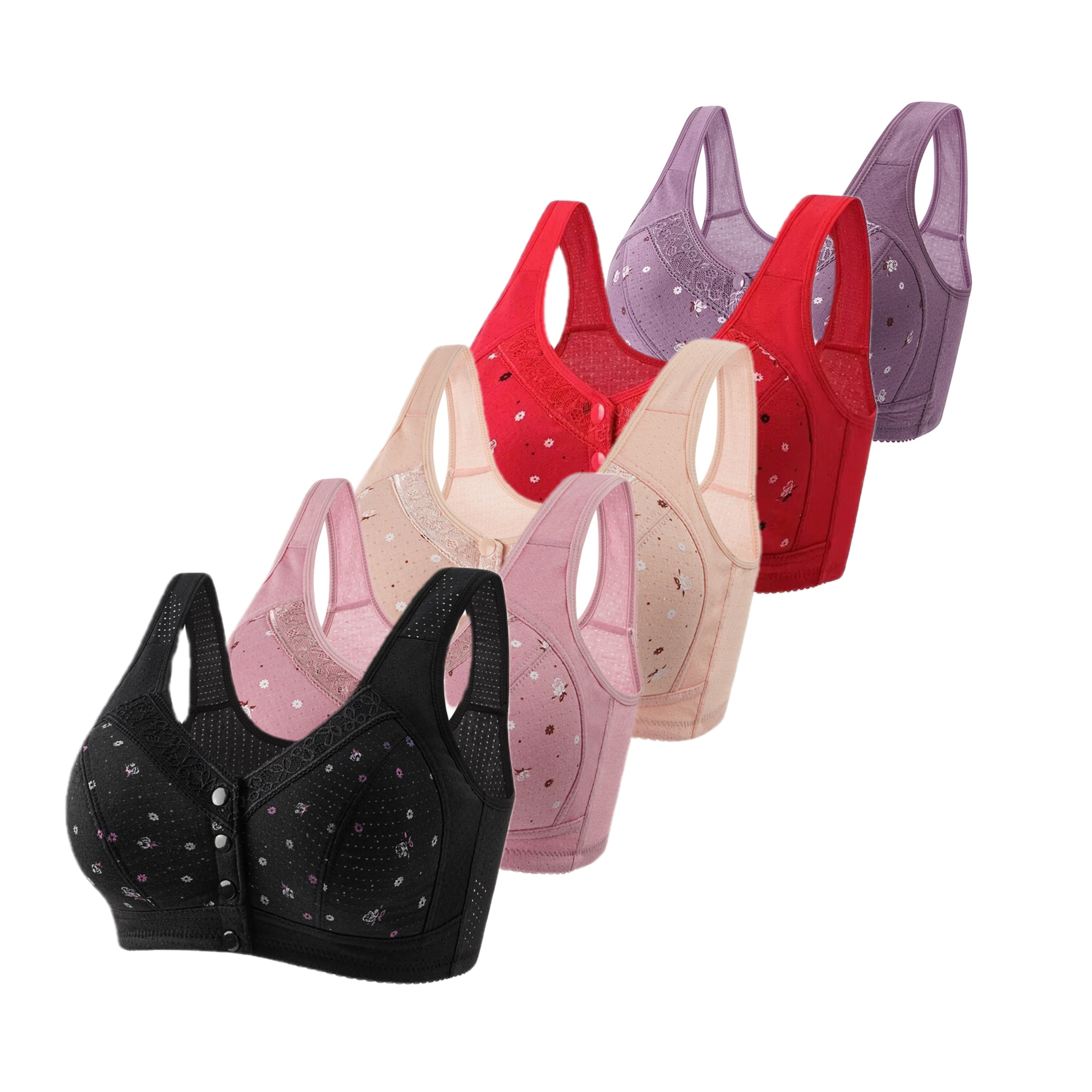 5-Piece Front-Closure Plus Size Bra Set