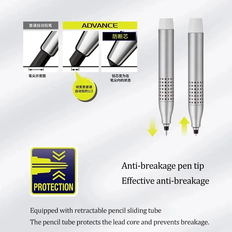 UNI ADVANCE Mechanical Pencil M5-1030 Metal Rod Low Center Gravity Kuru Toga Automatic Rotating Drawing Pencil 0.5mm Stationery