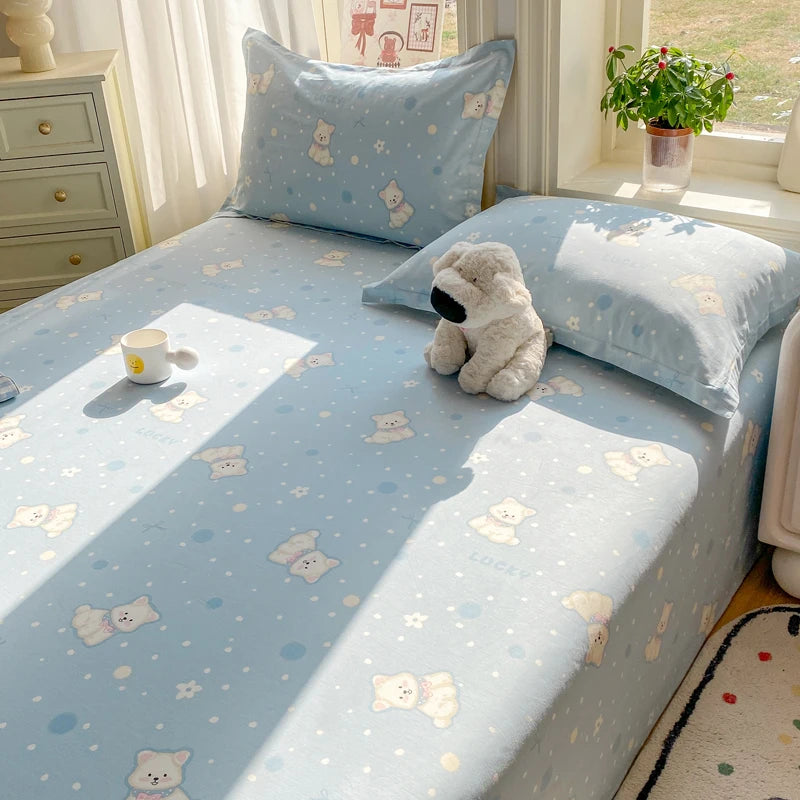Cartoon Print Cotton Flat Sheet