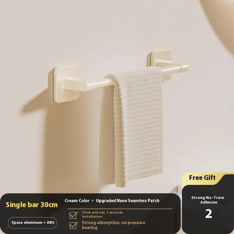 ♥Bathroom Towel Bar/Hook/Towel Rack/Kitchen Rag Rack Wall Mount Shelf Punch Free Bathroom Accessories