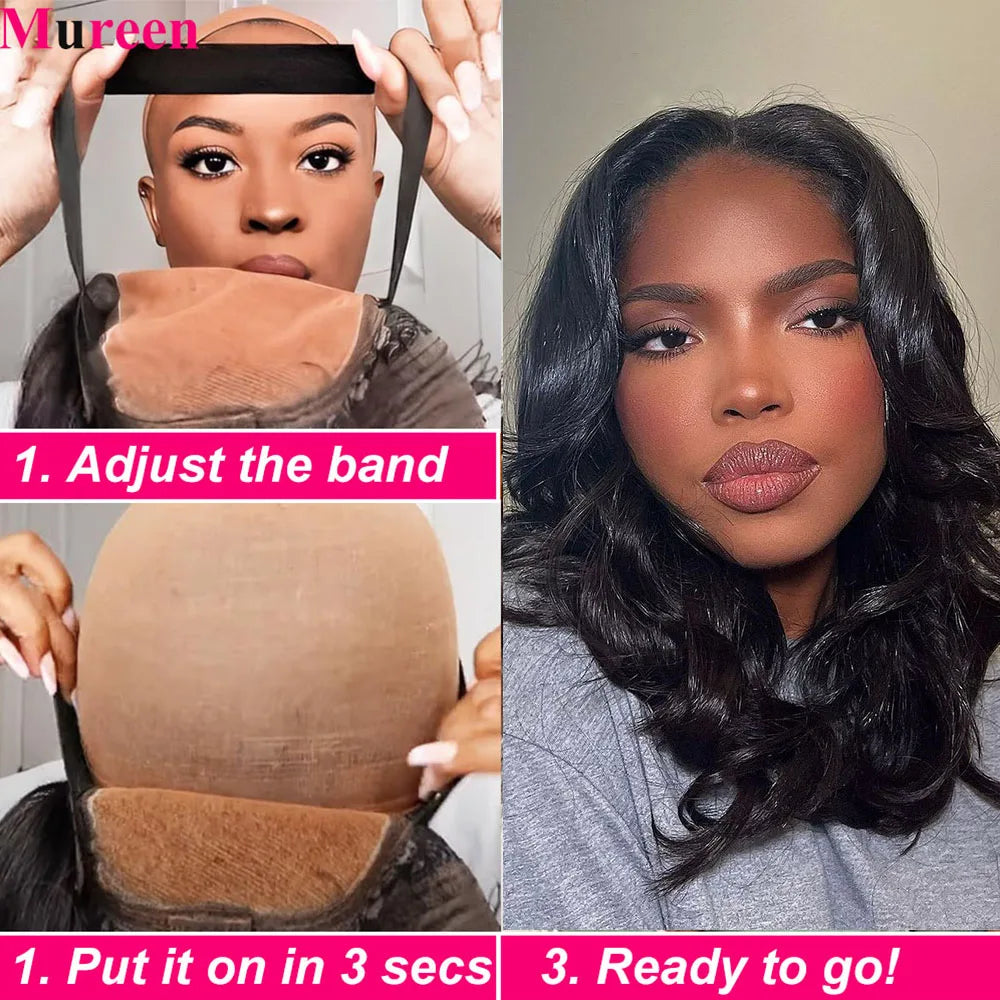 250% Density Glueless Bob Wig, Body Wave