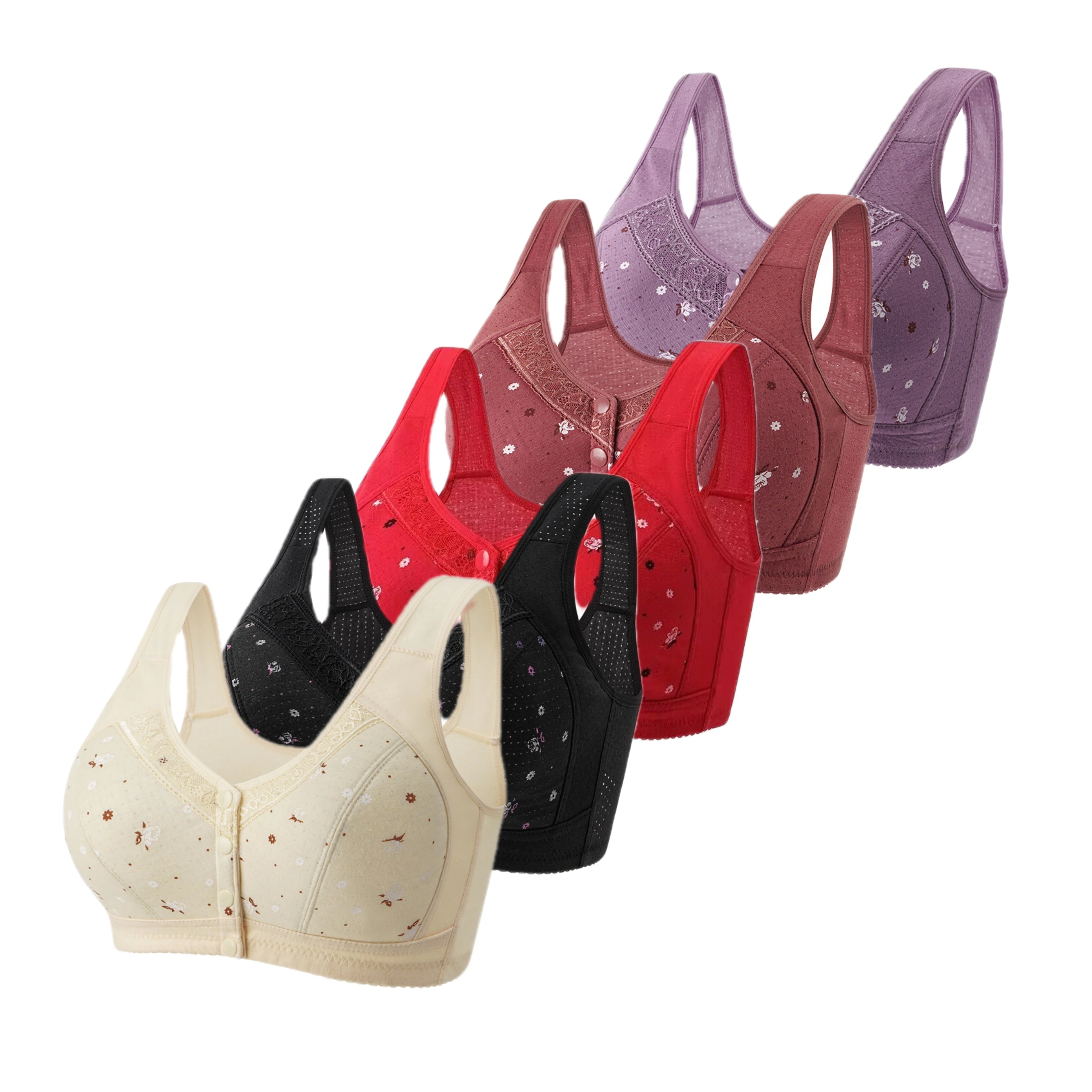 5-Piece Front-Closure Plus Size Bra Set
