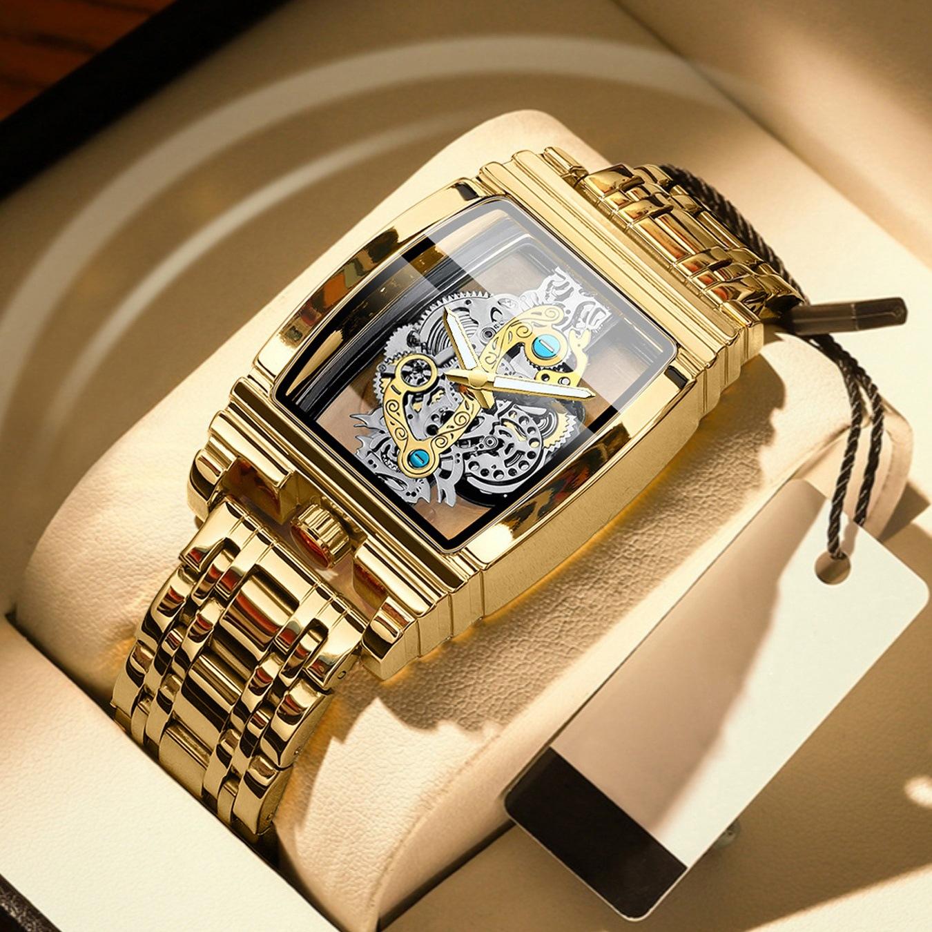 Wine Barrel Gear-Shaped Hollow Quartz Watch