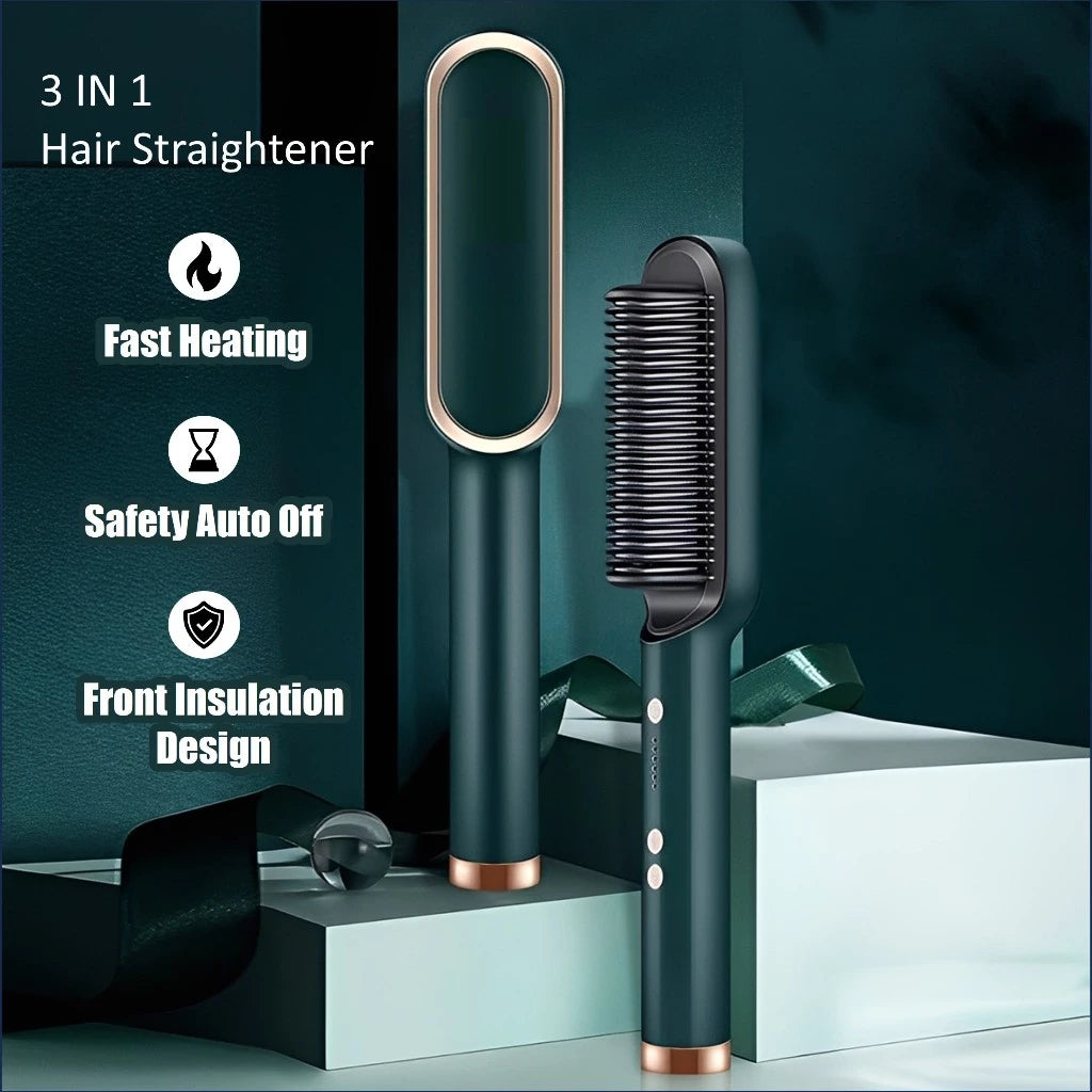 Portable Straight & Curling Hair Dryer Comb