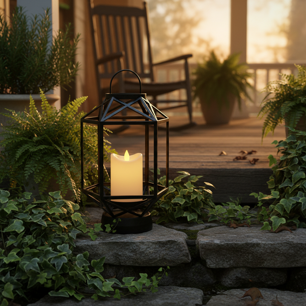 Outdoor Lantern with Flameless Candle