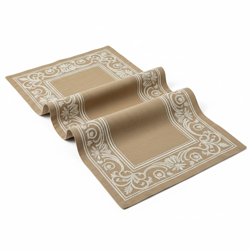 Premium Linen Embroidered Table Runner