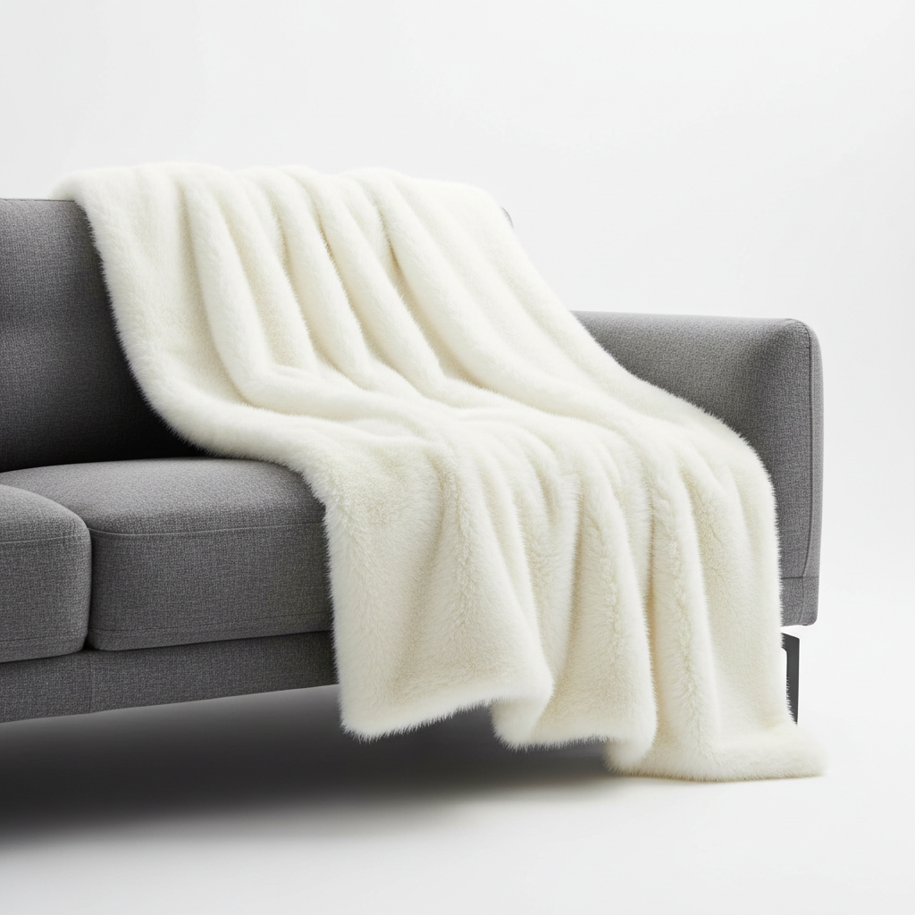 Faux Fur Accent Throw Blanket