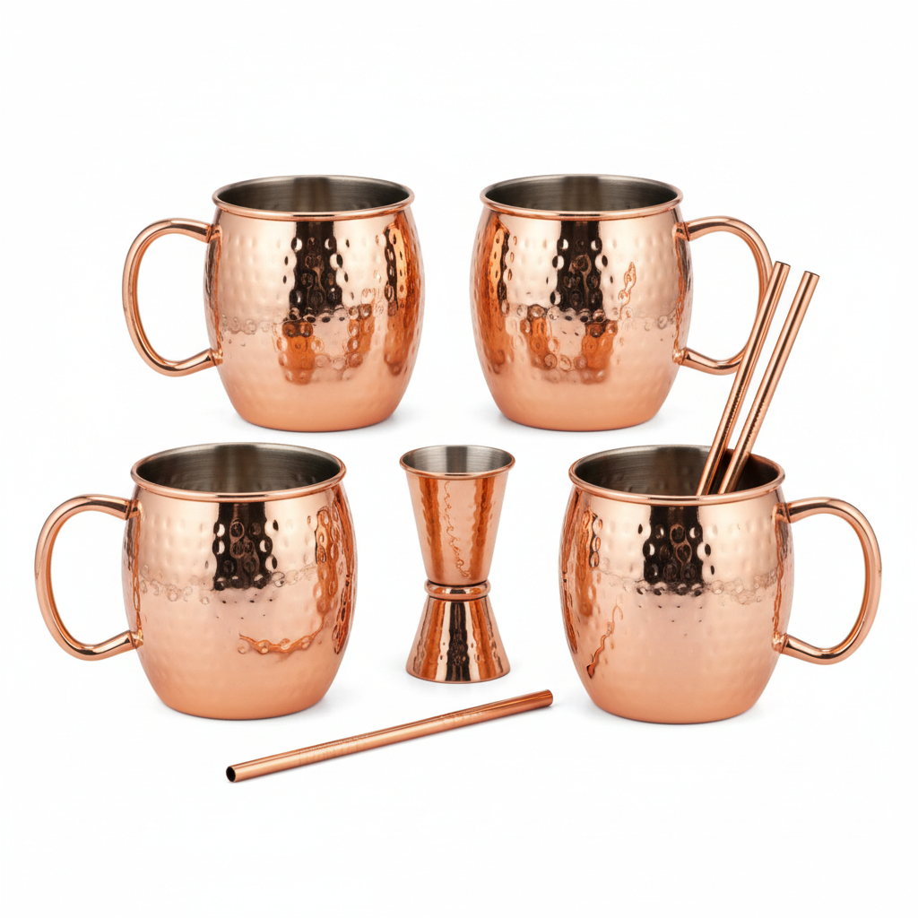 Copper Moscow Mule Mug Set 4pc