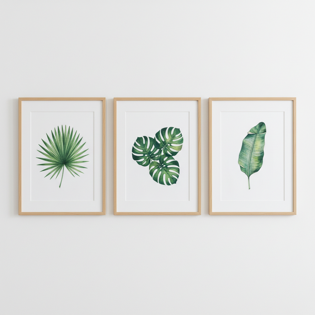 Botanical Leaf Framed Print Set 3pc