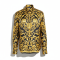 Versace Style Men's Baroque Print Silk Shirt