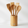 Bamboo Kitchen Utensil Set with Holder 6-Piece