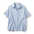 Women's Flowy Linen Button-Down Short Sleeve Shirt