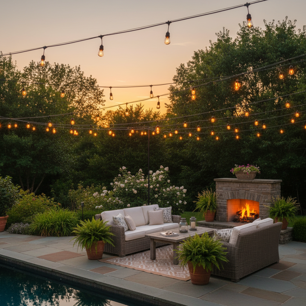Outdoor String Lights 25ft 50 Bulbs