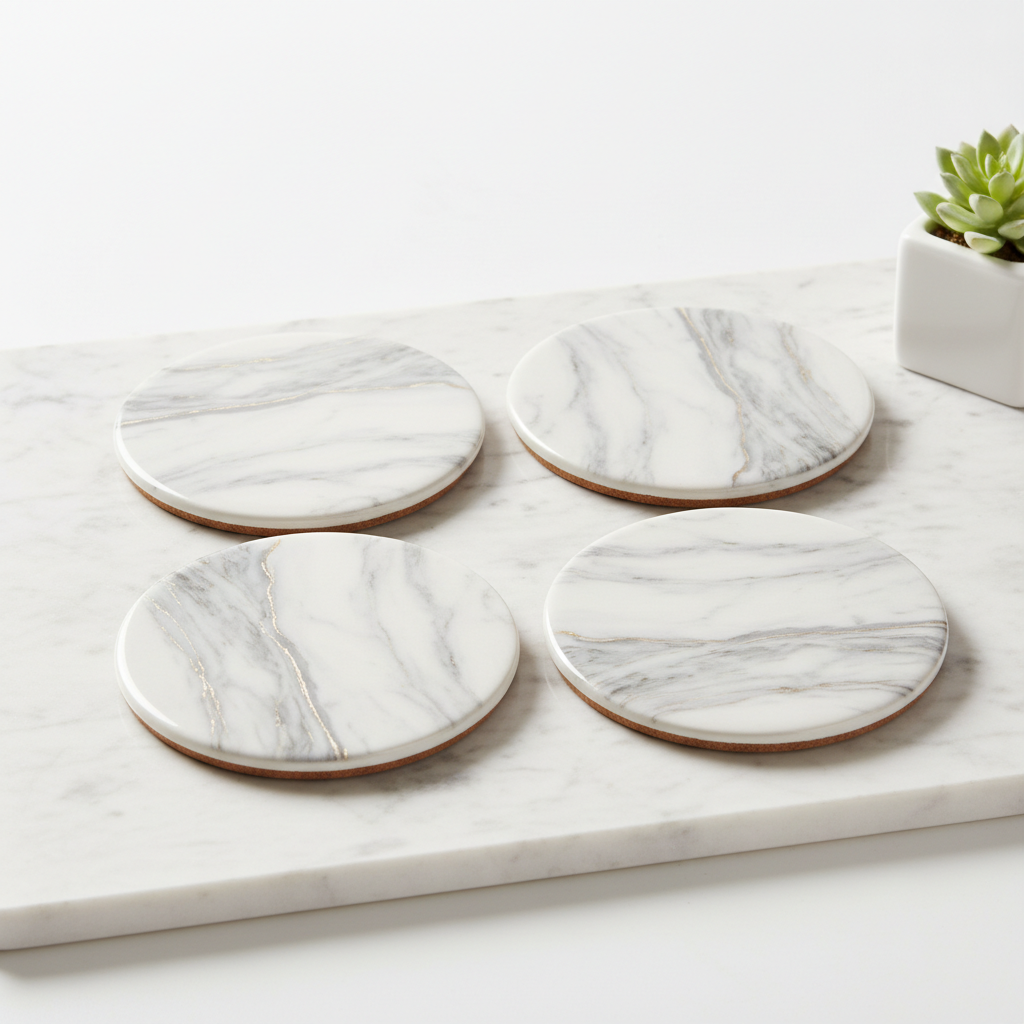 Marble Pattern Ceramic Coaster Set 4-Pack