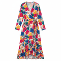 Women's Floral Print Wrap Midi Dress