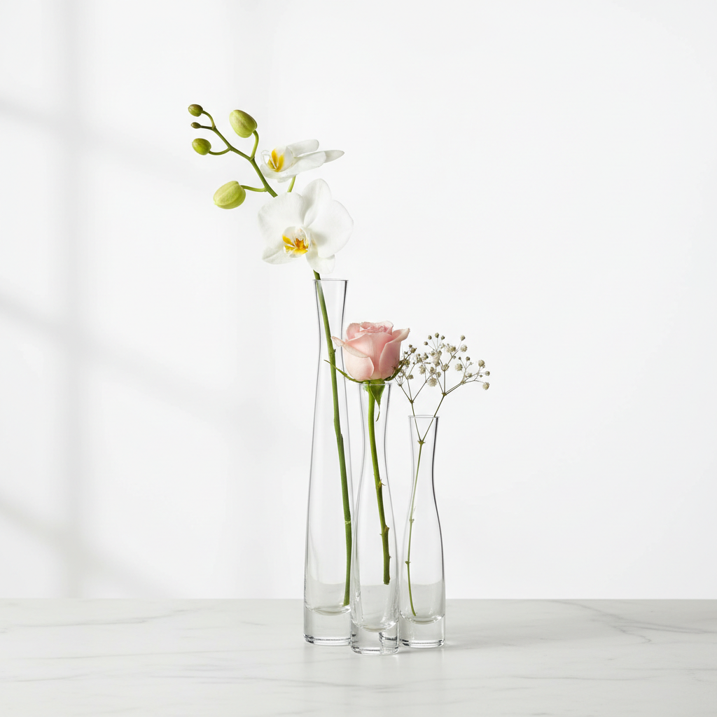 Crystal Glass Bud Vase Set 3-Pack