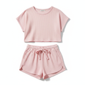 Women's Summer Matching Crop Top and Shorts Set
