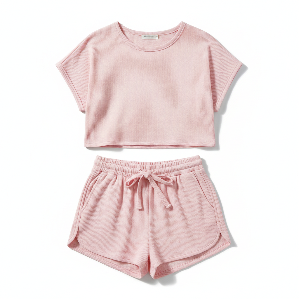 Women's Summer Matching Crop Top and Shorts Set